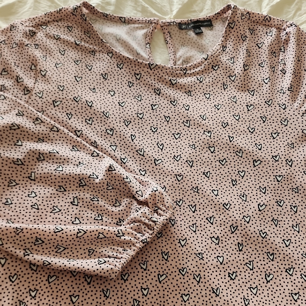 Valentines  Long Sleeve Blouse with Relaxed Fit- Little Hearts